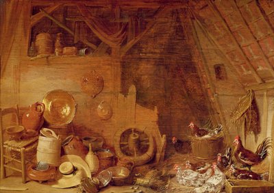 Interno di un fienile da Frans Ryckhals
